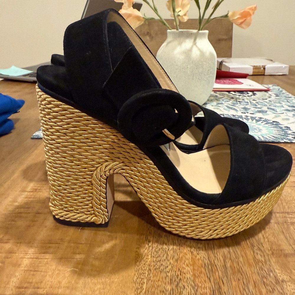 Jimmy Choo Black Woven Platform Sandals